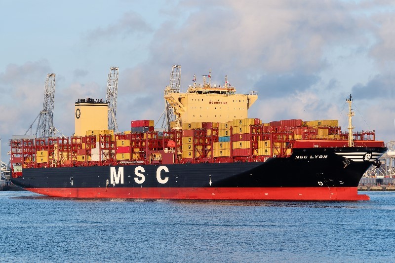 Transit: MSC LYON             entering English South Coast at The Dover Strait