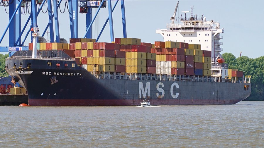 Transit: MSC MONTEREY V entering English South Coast at The Dover Strait
