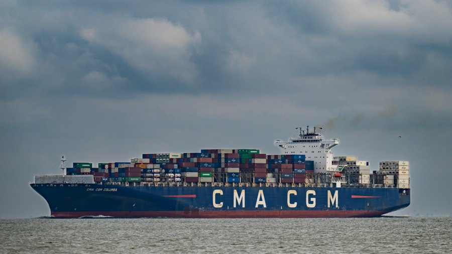 Photograph of the Container Ship: CMA CGM COLUMBA (IMO: 9410789). Documented in UK and Regional Shipping Movements.