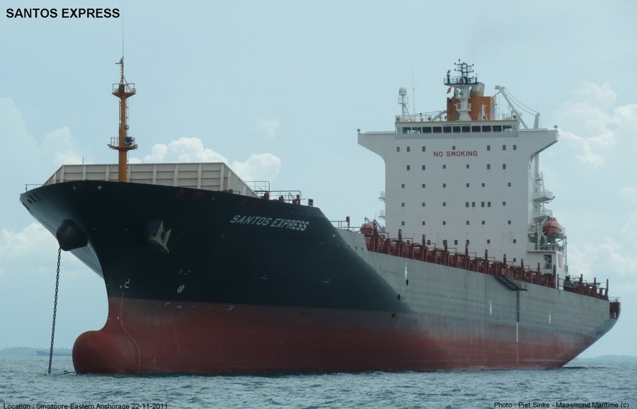 Transit: SANTOS EXPRESS       entering English South Coast at The Dover Strait